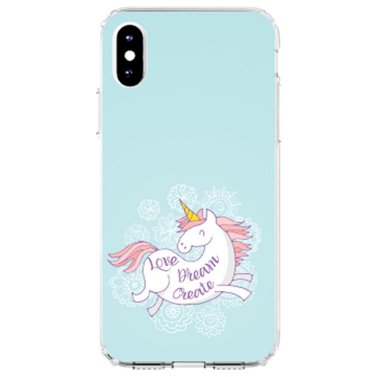 Flying Unicorn, Love / Dream / Create Clear Shockproof iPhone Case, view 4