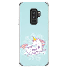 DistinctInk® Clear Shockproof Hybrid Case for Apple iPhone / Samsung Galaxy / Google Pixel - Flying Unicorn - Love / Dream / Create