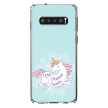DistinctInk® Clear Shockproof Hybrid Case for Apple iPhone / Samsung Galaxy / Google Pixel - Flying Unicorn - Love / Dream / Create