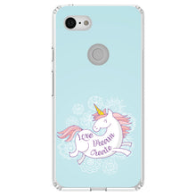 DistinctInk® Clear Shockproof Hybrid Case for Apple iPhone / Samsung Galaxy / Google Pixel - Flying Unicorn - Love / Dream / Create