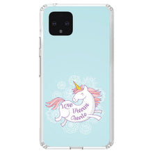 DistinctInk® Clear Shockproof Hybrid Case for Apple iPhone / Samsung Galaxy / Google Pixel - Flying Unicorn - Love / Dream / Create