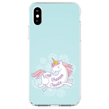 DistinctInk® Clear Shockproof Hybrid Case for Apple iPhone / Samsung Galaxy / Google Pixel - Flying Unicorn - Love / Dream / Create