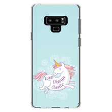 DistinctInk® Clear Shockproof Hybrid Case for Apple iPhone / Samsung Galaxy / Google Pixel - Flying Unicorn - Love / Dream / Create