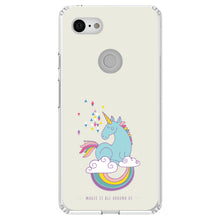 DistinctInk® Clear Shockproof Hybrid Case for Apple iPhone / Samsung Galaxy / Google Pixel - Unicorn Rainbow - Magic Is All Around Us