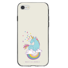 DistinctInk® Clear Shockproof Hybrid Case for Apple iPhone / Samsung Galaxy / Google Pixel - Unicorn Rainbow - Magic Is All Around Us