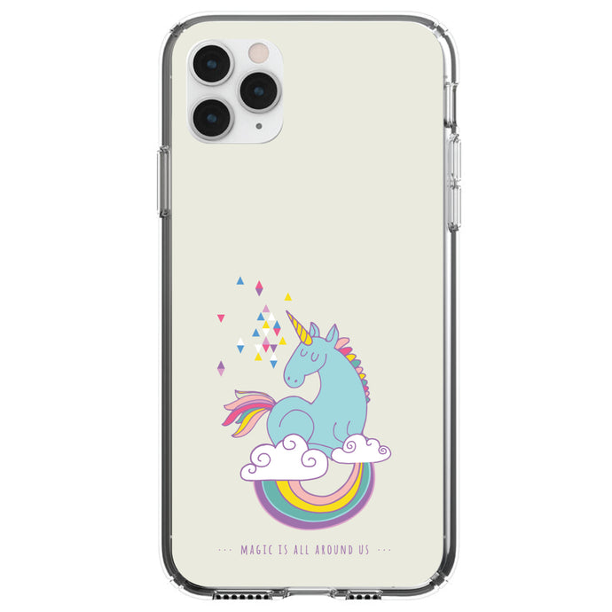 DistinctInk® Clear Shockproof Hybrid Case for Apple iPhone / Samsung Galaxy / Google Pixel - Unicorn Rainbow - Magic Is All Around Us