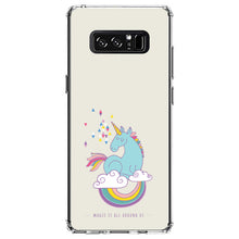 DistinctInk® Clear Shockproof Hybrid Case for Apple iPhone / Samsung Galaxy / Google Pixel - Unicorn Rainbow - Magic Is All Around Us