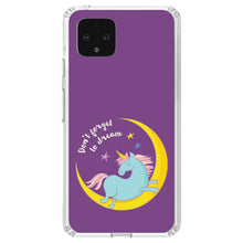 DistinctInk® Clear Shockproof Hybrid Case for Apple iPhone / Samsung Galaxy / Google Pixel - Unicorn Moon - Don't Forget to Dream