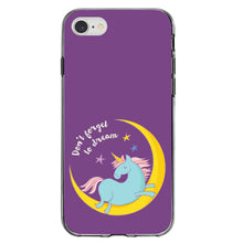 DistinctInk® Clear Shockproof Hybrid Case for Apple iPhone / Samsung Galaxy / Google Pixel - Unicorn Moon - Don't Forget to Dream