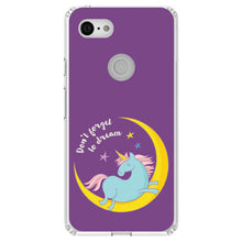 DistinctInk® Clear Shockproof Hybrid Case for Apple iPhone / Samsung Galaxy / Google Pixel - Unicorn Moon - Don't Forget to Dream