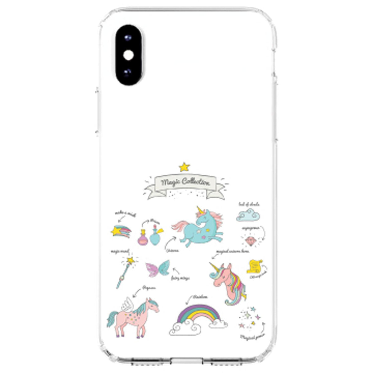 Magic Collection White, Unicorn, Rainbow Clear Shockproof iPhone Case, view 3