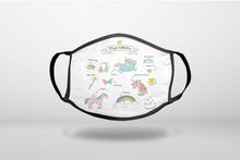 Magic Collection White - Unicorn, Rainbow - 3-Ply Reusable Soft Face Mask Covering, Unisex, Cotton Inner Layer
