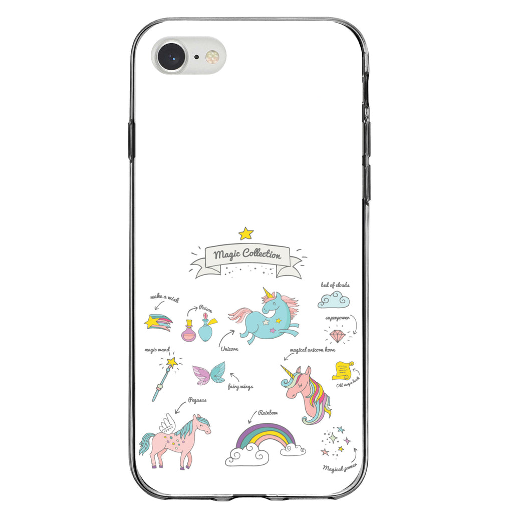 Magic Collection White, Unicorn, Rainbow Clear Shockproof iPhone Case, view 5