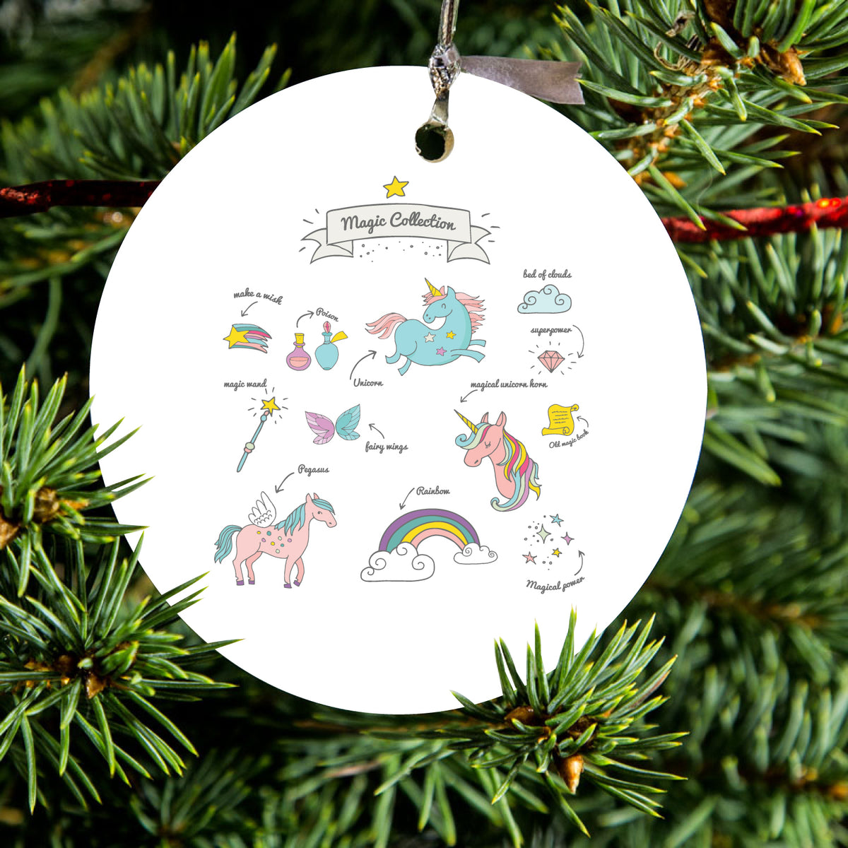 Unicorn, Rainbow Ceramic Ornament, view 2