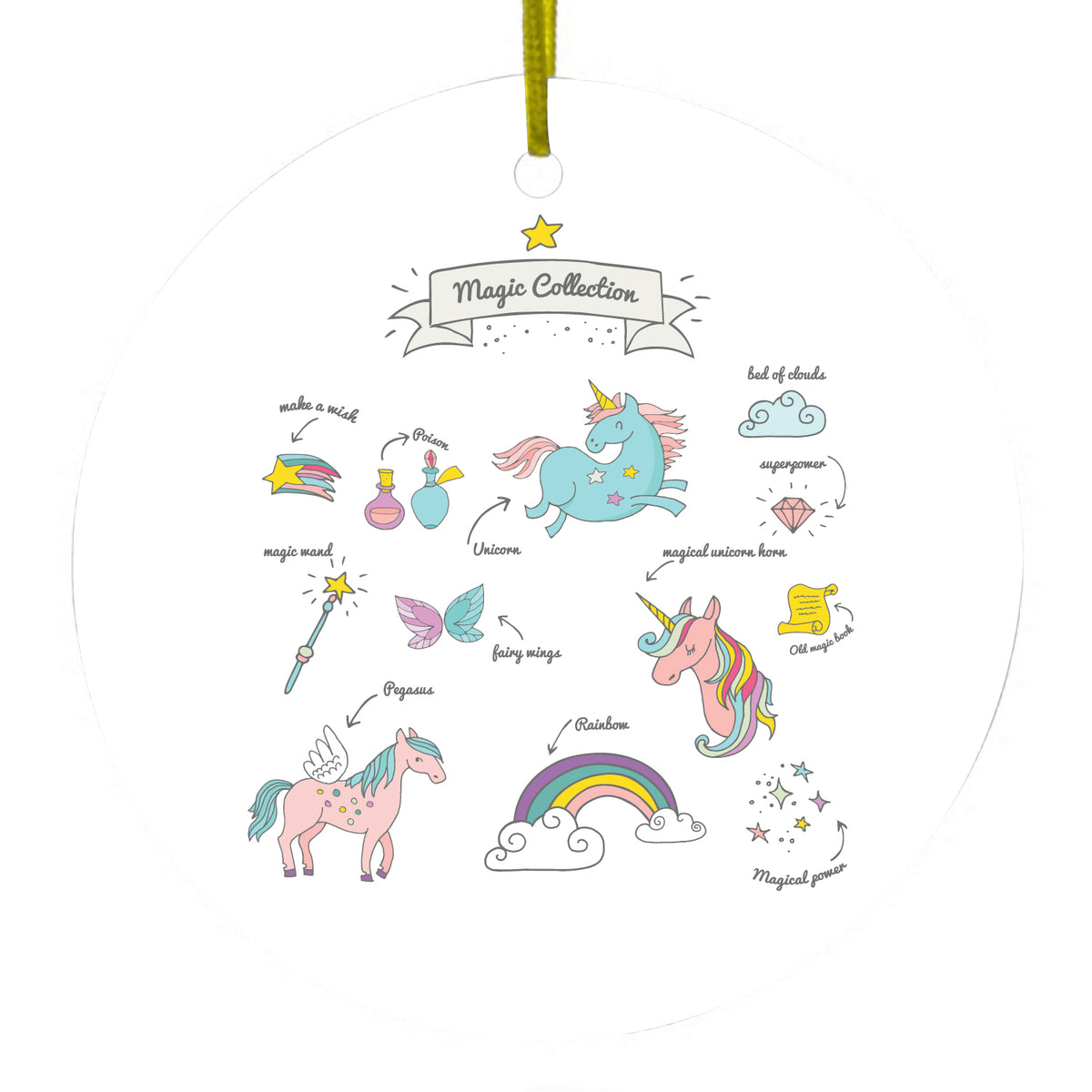 Unicorn, Rainbow Ceramic Ornament