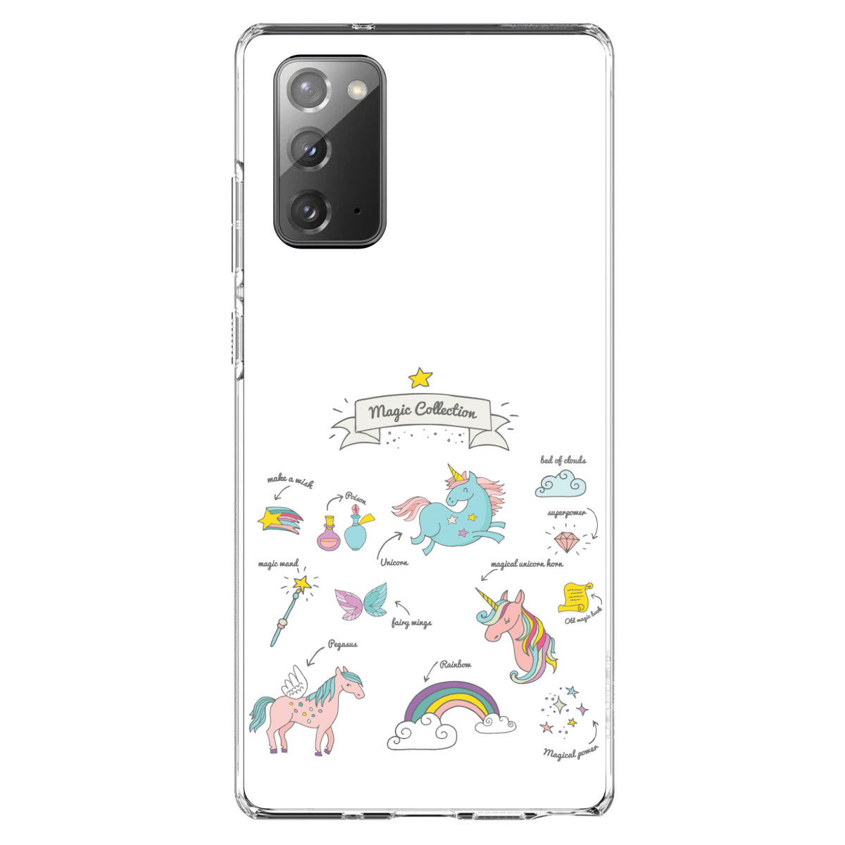 Magic Collection White, Unicorn, Rainbow Clear Shockproof iPhone Case, view 8