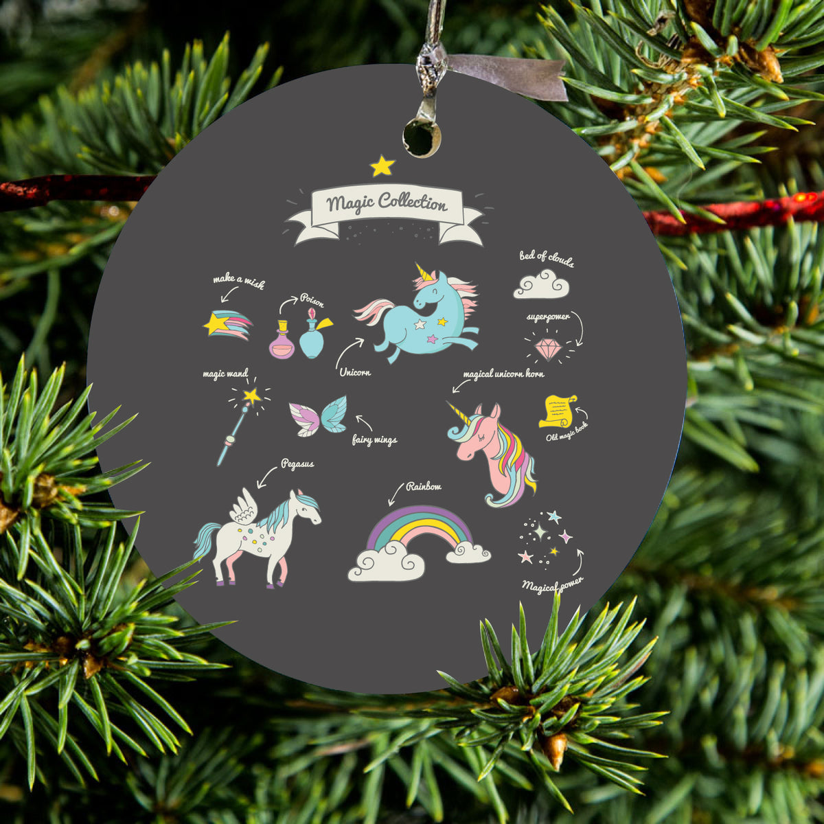Unicorn, Rainbow Ceramic Ornament, view 2
