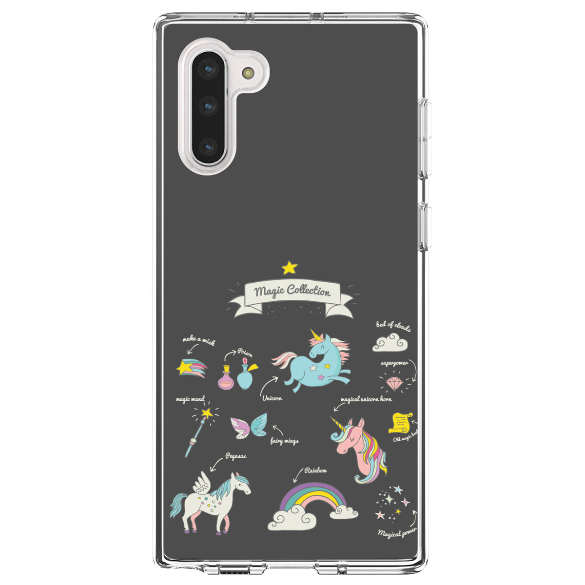 Magic Collection Grey, Unicorn, Rainbow Clear Shockproof iPhone Case, view 9