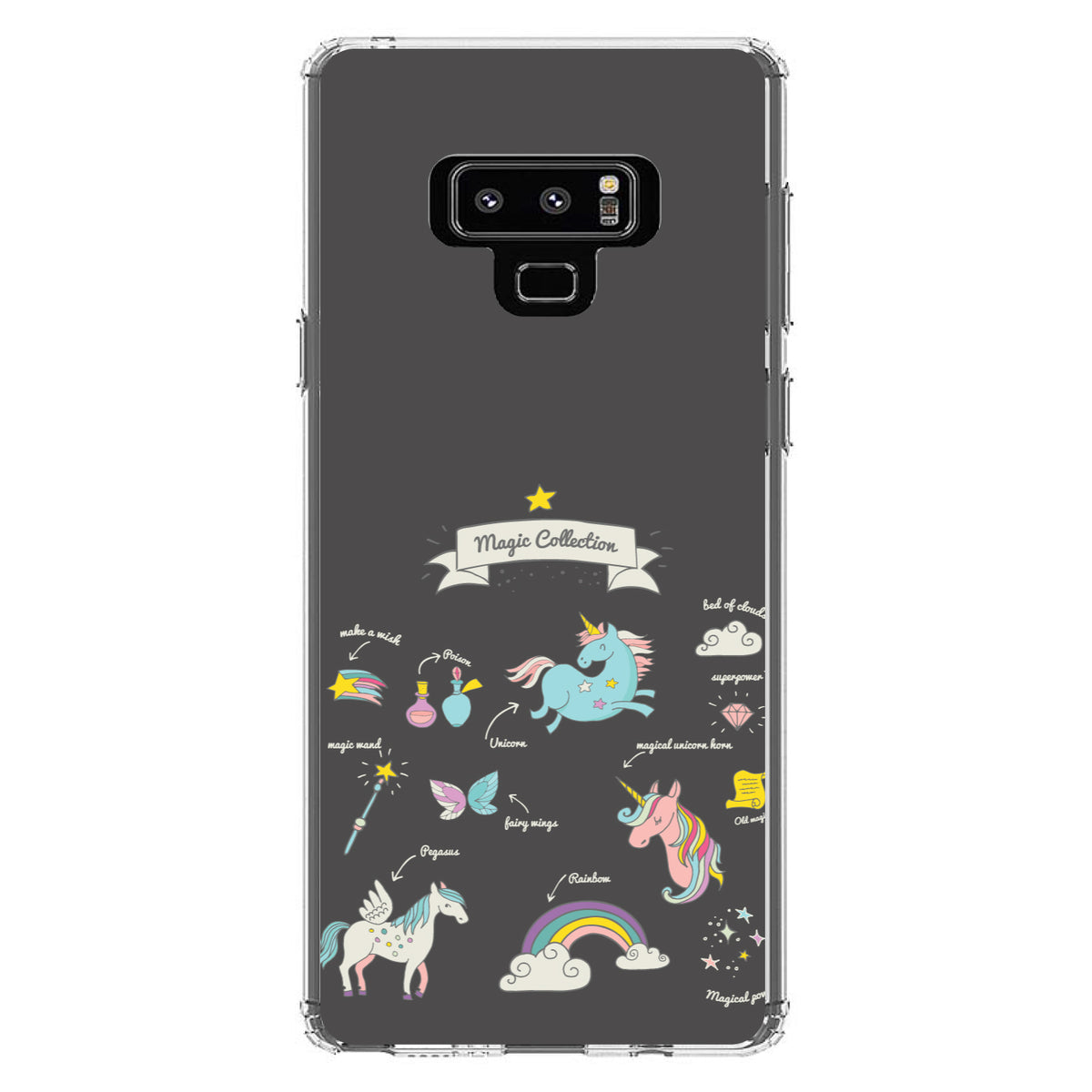Magic Collection Grey, Unicorn, Rainbow Clear Shockproof iPhone Case, view 11