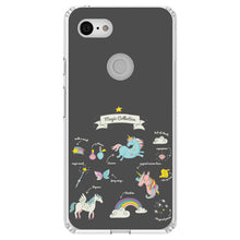 DistinctInk® Clear Shockproof Hybrid Case for Apple iPhone / Samsung Galaxy / Google Pixel - Magic Collection Grey  - Unicorn, Rainbow