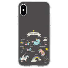 DistinctInk® Clear Shockproof Hybrid Case for Apple iPhone / Samsung Galaxy / Google Pixel - Magic Collection Grey  - Unicorn, Rainbow