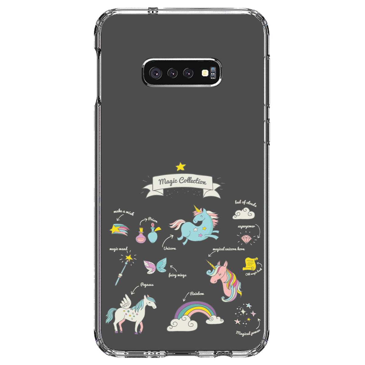 Magic Collection Grey, Unicorn, Rainbow Clear Shockproof iPhone Case, view 18
