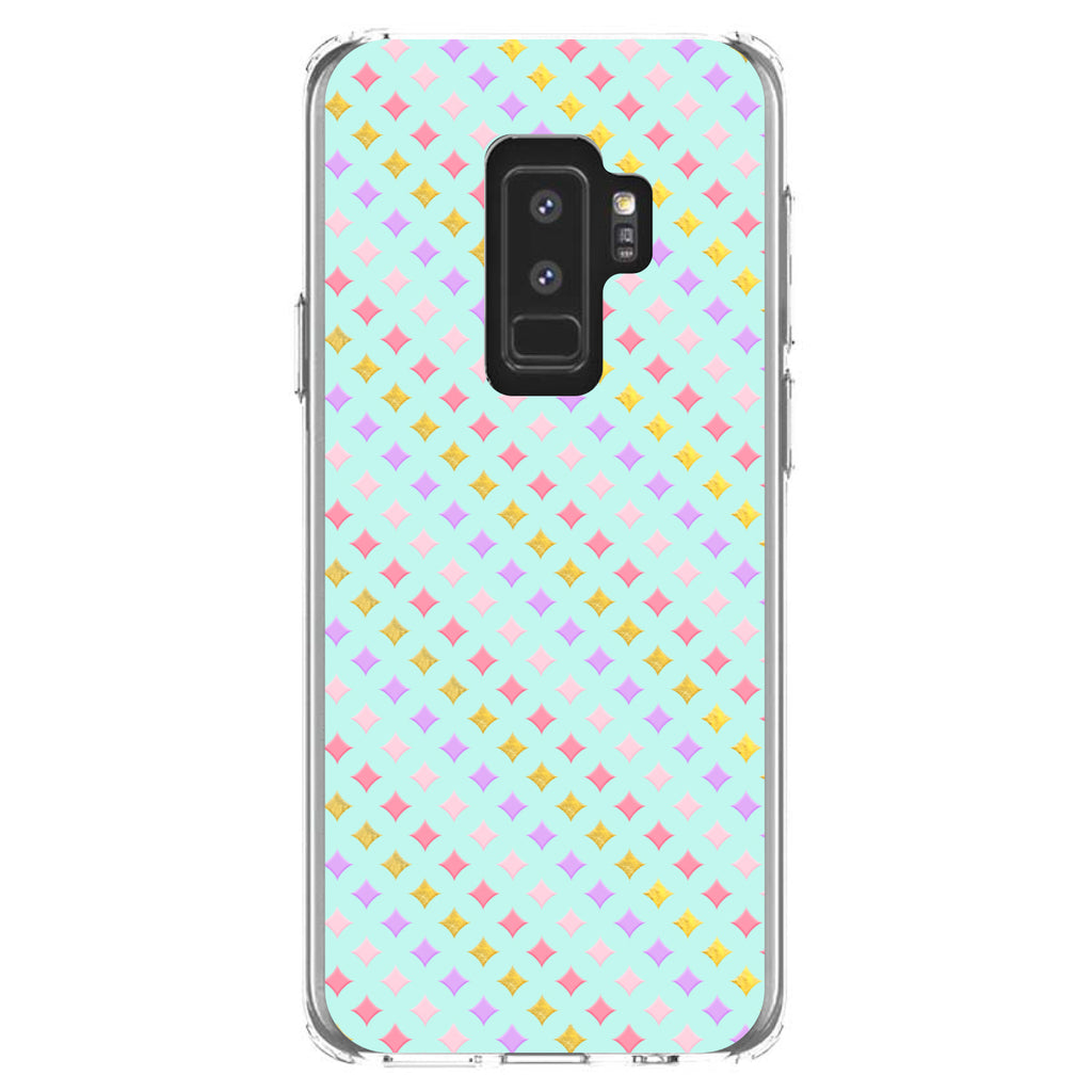 Pastel Diamond Pattern, Pink Purple Teal Clear Shockproof iPhone Case, view 20