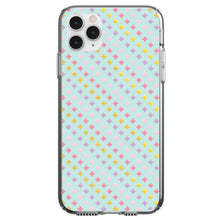 DistinctInk® Clear Shockproof Hybrid Case for Apple iPhone / Samsung Galaxy / Google Pixel - Pastel Diamond Pattern - Pink Purple Teal