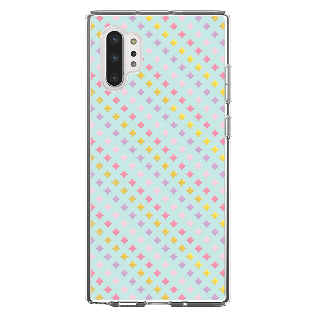 Pastel Diamond Pattern, Pink Purple Teal Clear Shockproof iPhone Case, view 10