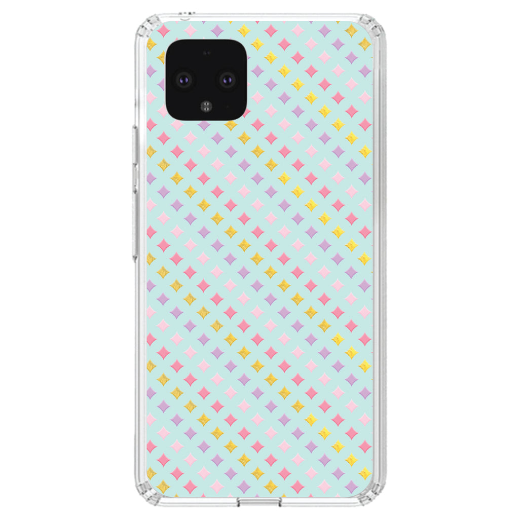 Pastel Diamond Pattern, Pink Purple Teal Clear Shockproof iPhone Case, view 24