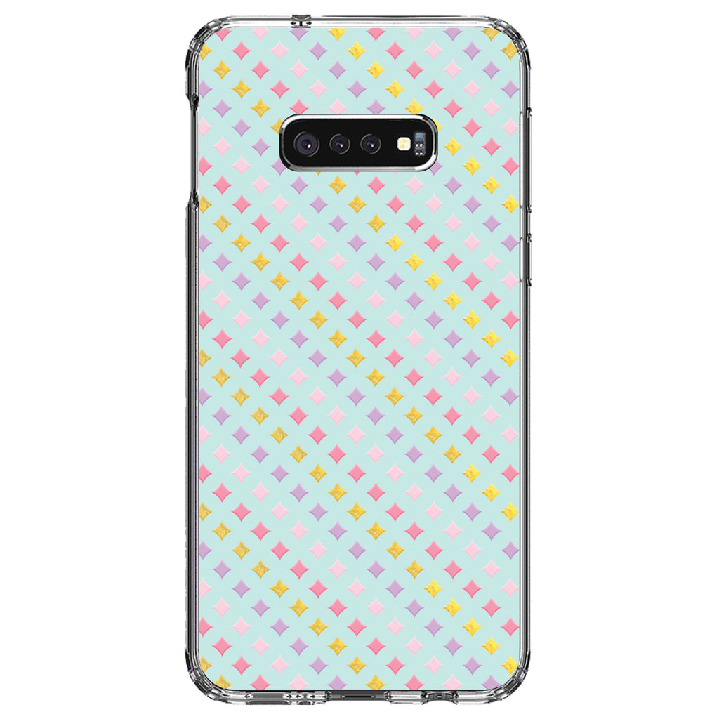 Pastel Diamond Pattern, Pink Purple Teal Clear Shockproof iPhone Case, view 18