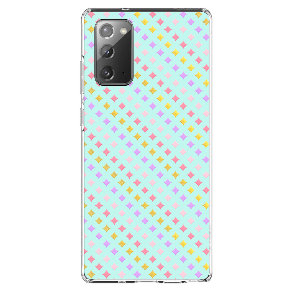 Pastel Diamond Pattern, Pink Purple Teal Clear Shockproof iPhone Case, view 8