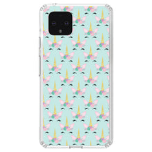 DistinctInk® Clear Shockproof Hybrid Case for Apple iPhone / Samsung Galaxy / Google Pixel - Pastel Unicorn Pattern - Teal Pink Purple