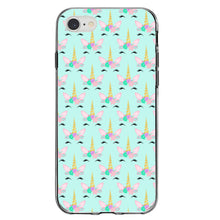 DistinctInk® Clear Shockproof Hybrid Case for Apple iPhone / Samsung Galaxy / Google Pixel - Pastel Unicorn Pattern - Teal Pink Purple