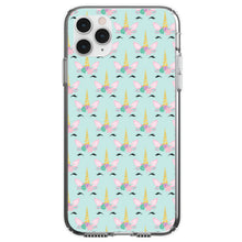 DistinctInk® Clear Shockproof Hybrid Case for Apple iPhone / Samsung Galaxy / Google Pixel - Pastel Unicorn Pattern - Teal Pink Purple