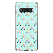 DistinctInk® Clear Shockproof Hybrid Case for Apple iPhone / Samsung Galaxy / Google Pixel - Pastel Unicorn Pattern - Teal Pink Purple