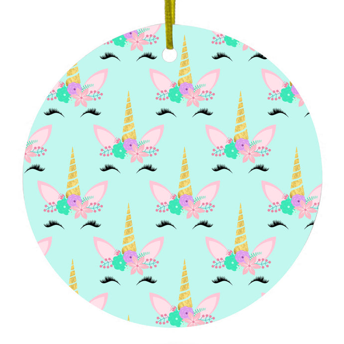 Teal Pink Purple Ceramic Ornament