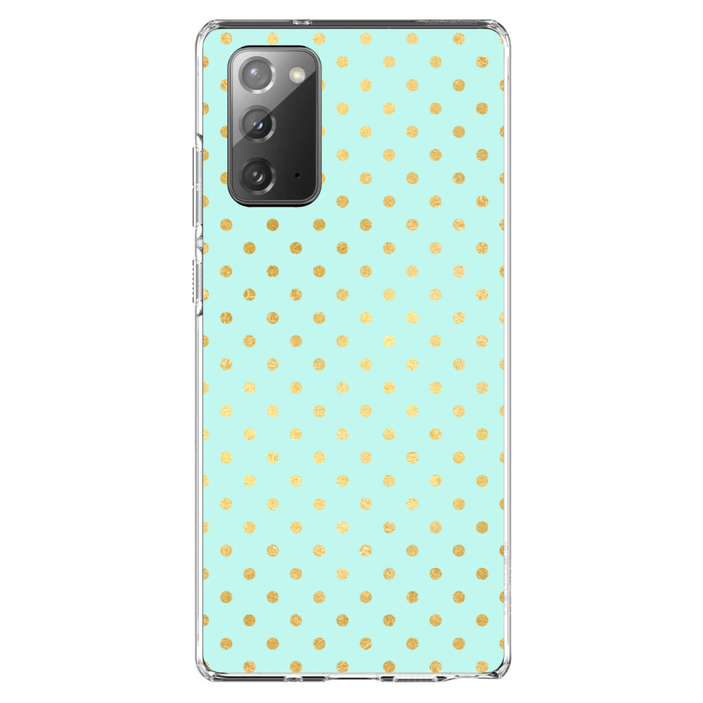 Teal & Gold Polka Dot Pattern Clear Shockproof iPhone Case, view 8