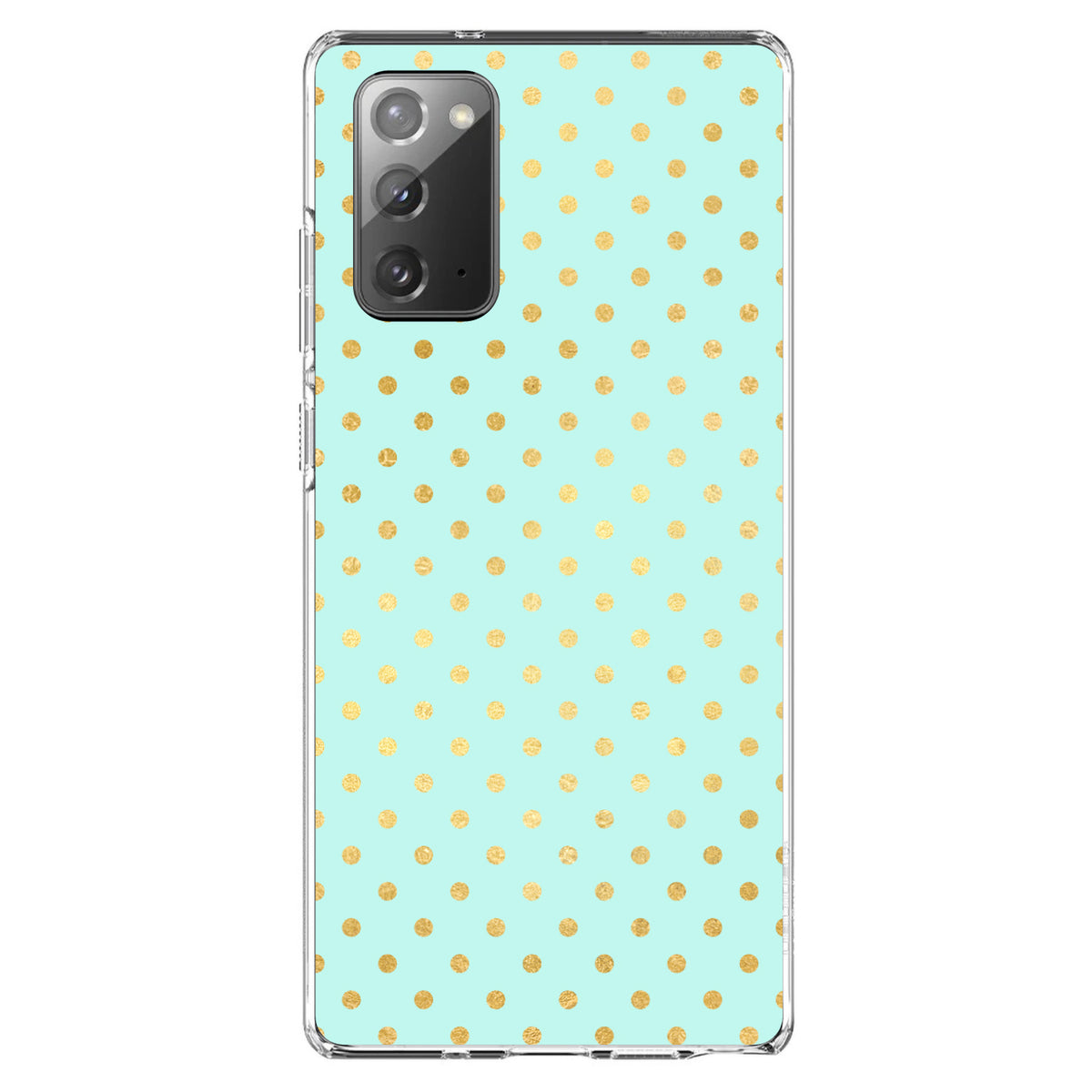 Teal & Gold Polka Dot Pattern Clear Shockproof iPhone Case, view 8