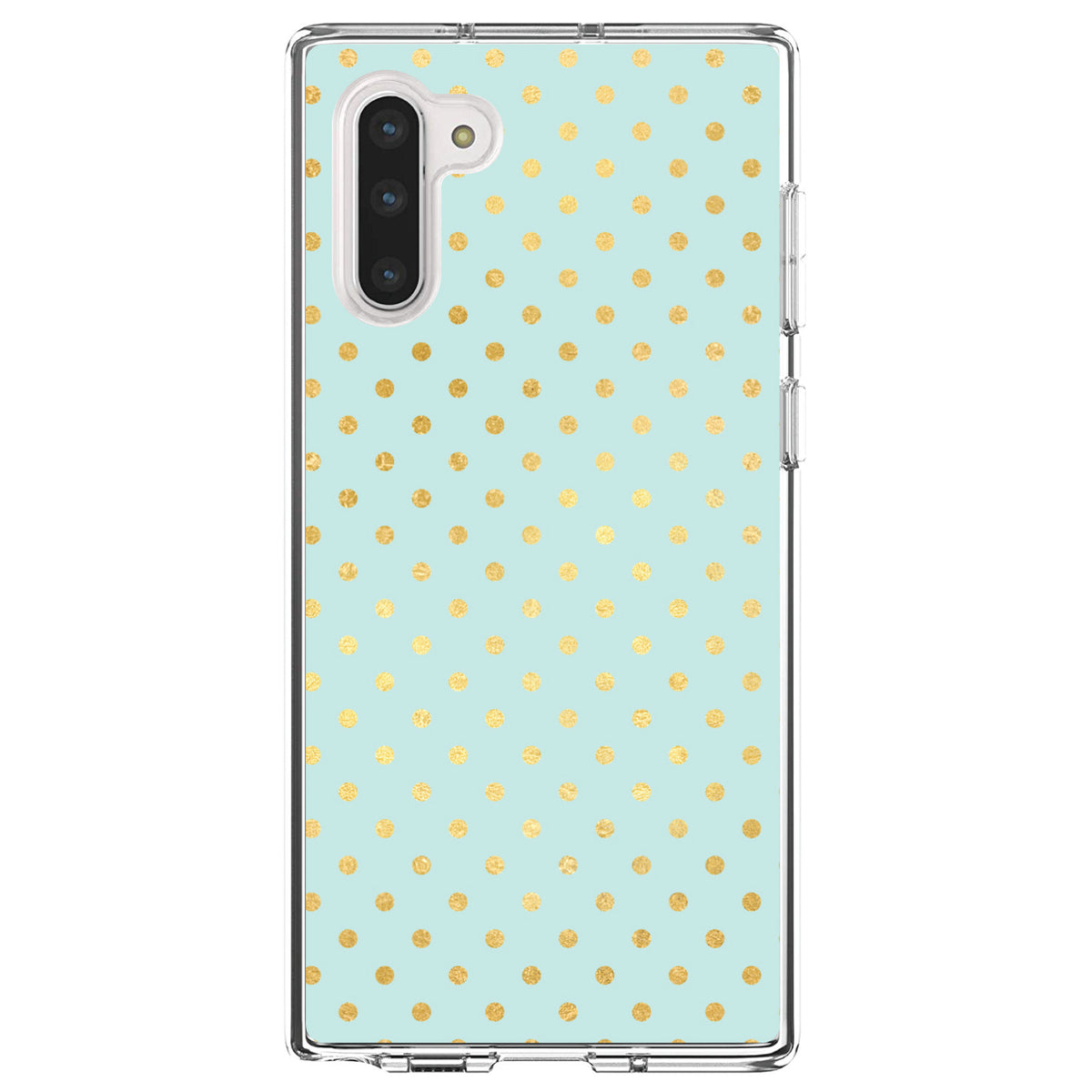 Teal & Gold Polka Dot Pattern Clear Shockproof iPhone Case, view 9