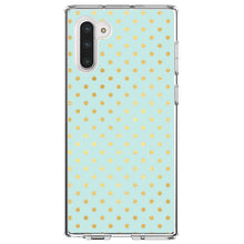 DistinctInk® Clear Shockproof Hybrid Case for Apple iPhone / Samsung Galaxy / Google Pixel - Teal & Gold Polka Dot Pattern