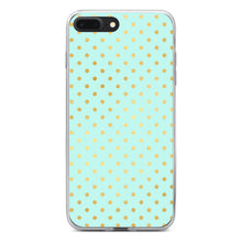 DistinctInk® Clear Shockproof Hybrid Case for Apple iPhone / Samsung Galaxy / Google Pixel - Teal & Gold Polka Dot Pattern