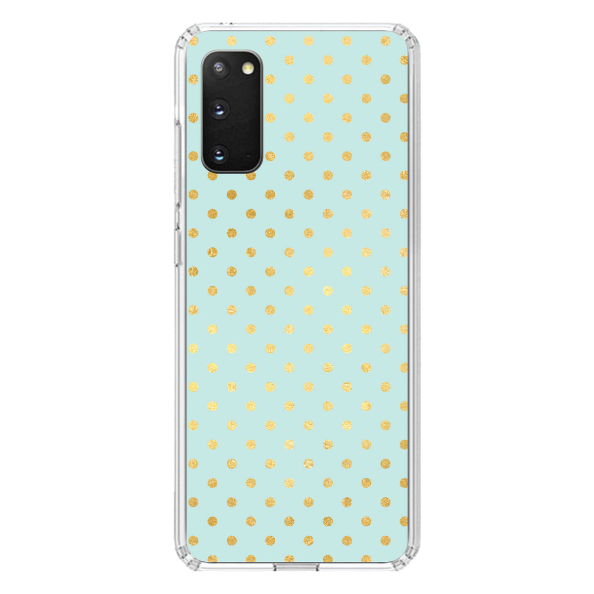 Teal & Gold Polka Dot Pattern Clear Shockproof iPhone Case, view 14