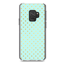 DistinctInk® Clear Shockproof Hybrid Case for Apple iPhone / Samsung Galaxy / Google Pixel - Teal & Gold Polka Dot Pattern
