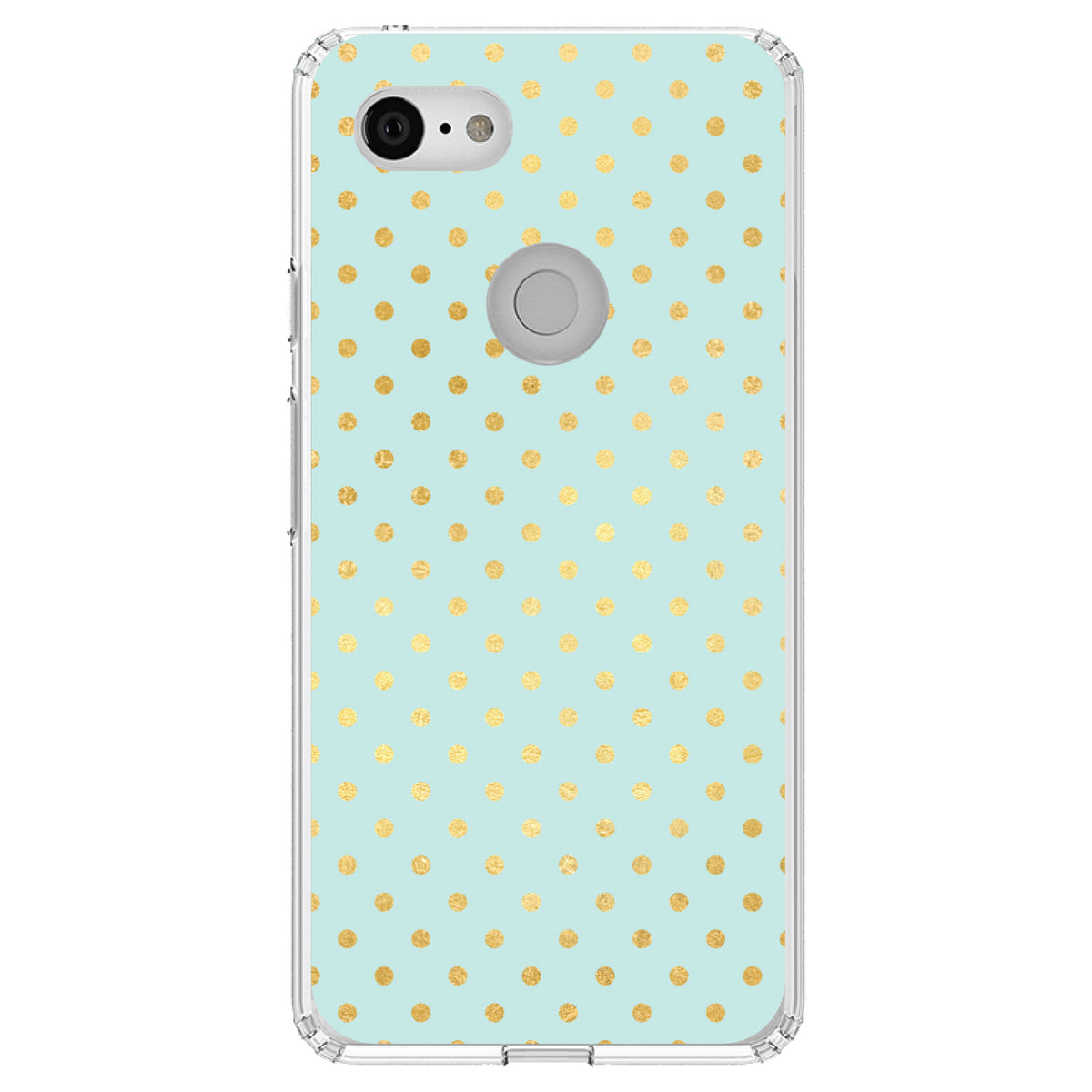 Teal & Gold Polka Dot Pattern Clear Shockproof iPhone Case, view 22