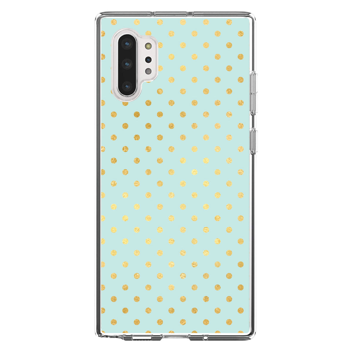 Teal & Gold Polka Dot Pattern Clear Shockproof iPhone Case, view 10