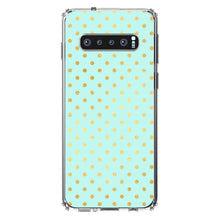 DistinctInk® Clear Shockproof Hybrid Case for Apple iPhone / Samsung Galaxy / Google Pixel - Teal & Gold Polka Dot Pattern