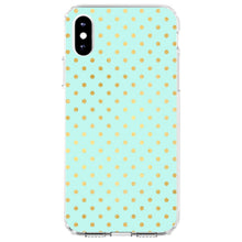 DistinctInk® Clear Shockproof Hybrid Case for Apple iPhone / Samsung Galaxy / Google Pixel - Teal & Gold Polka Dot Pattern