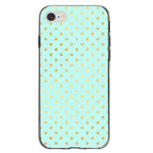 DistinctInk® Clear Shockproof Hybrid Case for Apple iPhone / Samsung Galaxy / Google Pixel - Teal & Gold Polka Dot Pattern