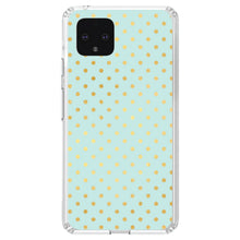 DistinctInk® Clear Shockproof Hybrid Case for Apple iPhone / Samsung Galaxy / Google Pixel - Teal & Gold Polka Dot Pattern